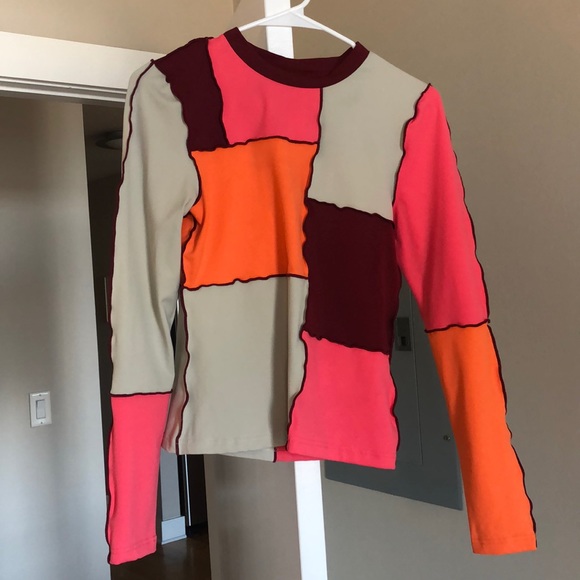 NWOT C/MEO Collective Colorblock Patchwork Top - Picture 1 of 4